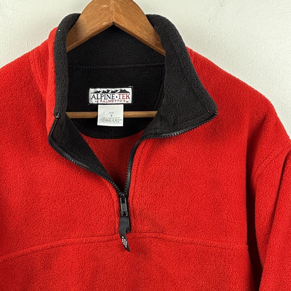 Alpine Tek Palmettos 1/4 Zip Fleece Red Long Sleeve Men Small Black Trim Pockets